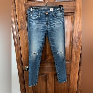 AG Adriano Goldschmied Distressed Blue Skinny Jeans